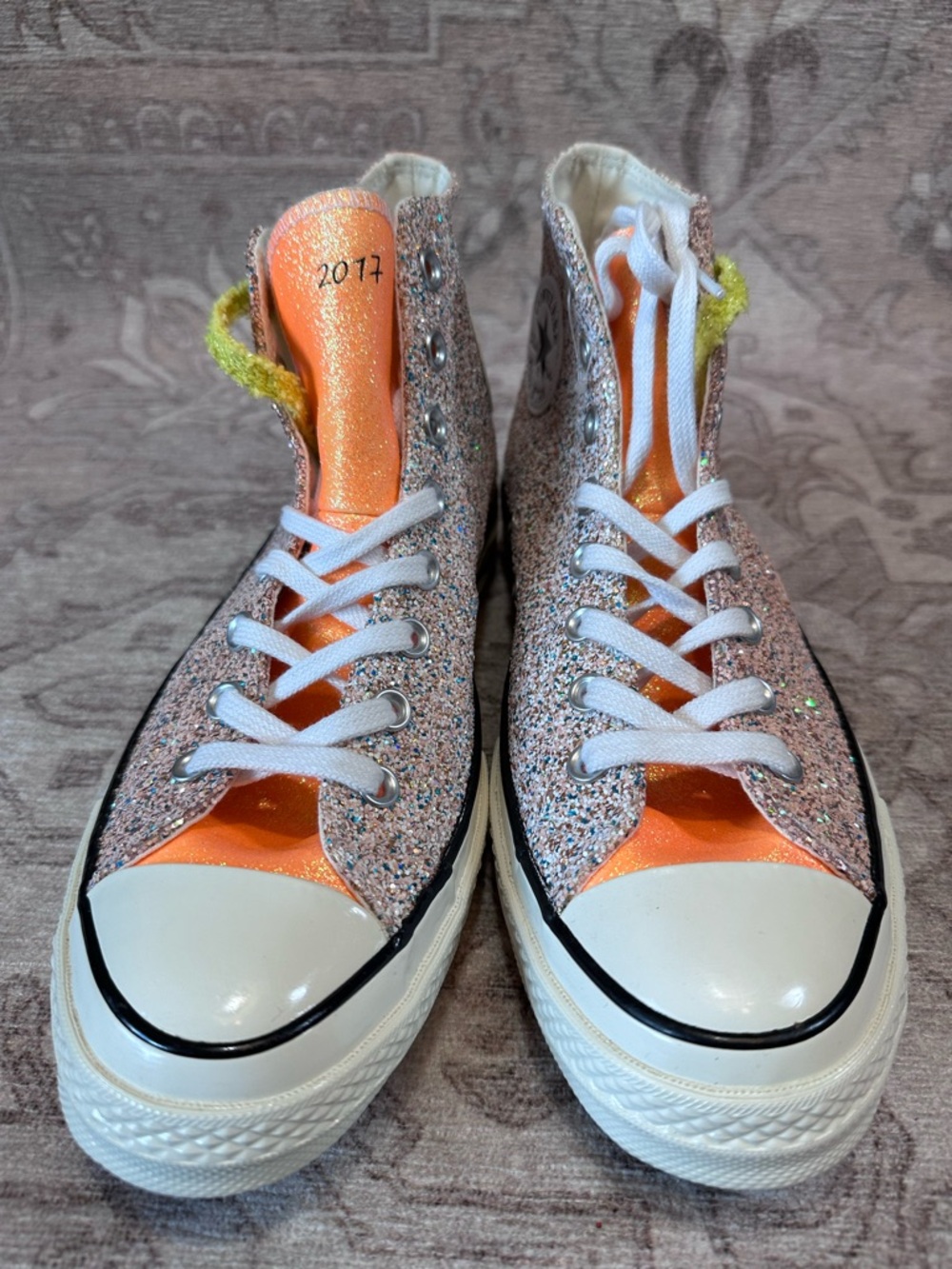 Converse Glitter High Top Sneakers - Pink with Orange Accents - Picture 3 of 9